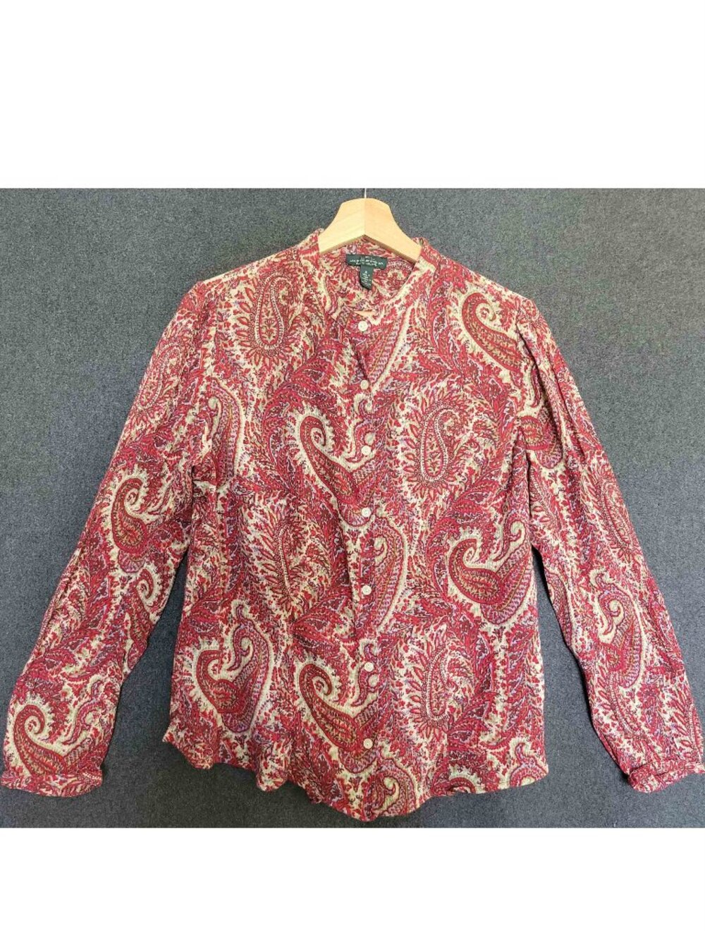 LRL Lauren Jeans Co. Gauze Crinkle Paisley Button Up Blouse Women’s XL VTG